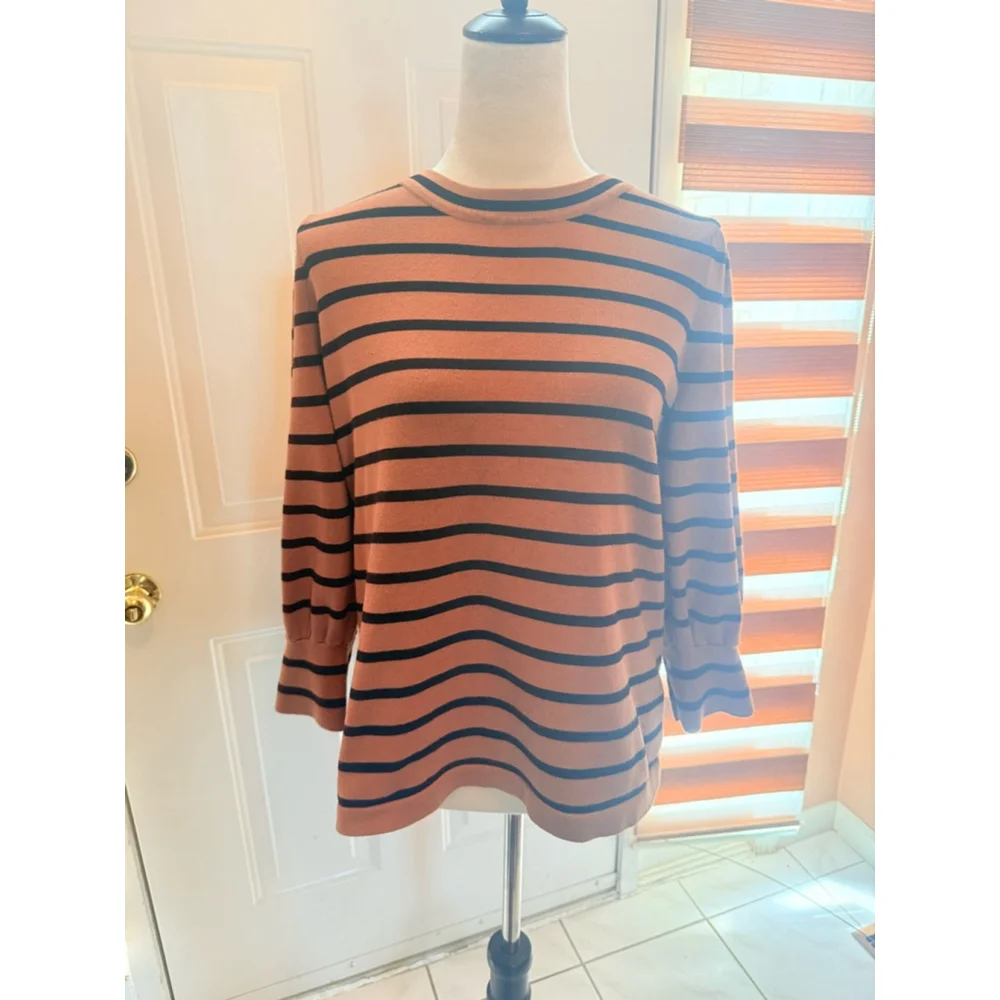 Women's Karl Lagerfeld Striped Knit Top Brown Black Size Unspecified